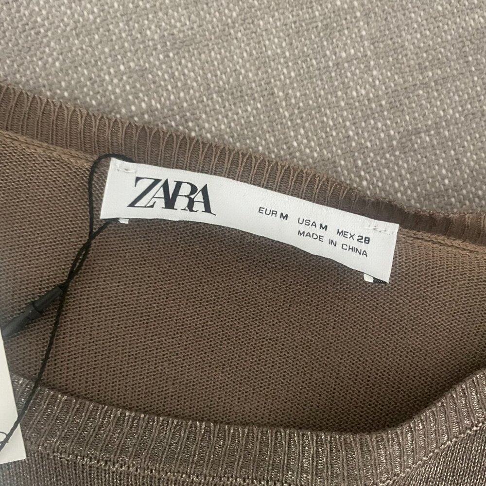 Zara Foil Fine Knit Sweater (Bronze) Never Worn- Tags still on! - Picture 3 of 4